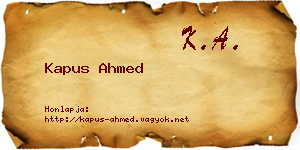 Kapus Ahmed névjegykártya